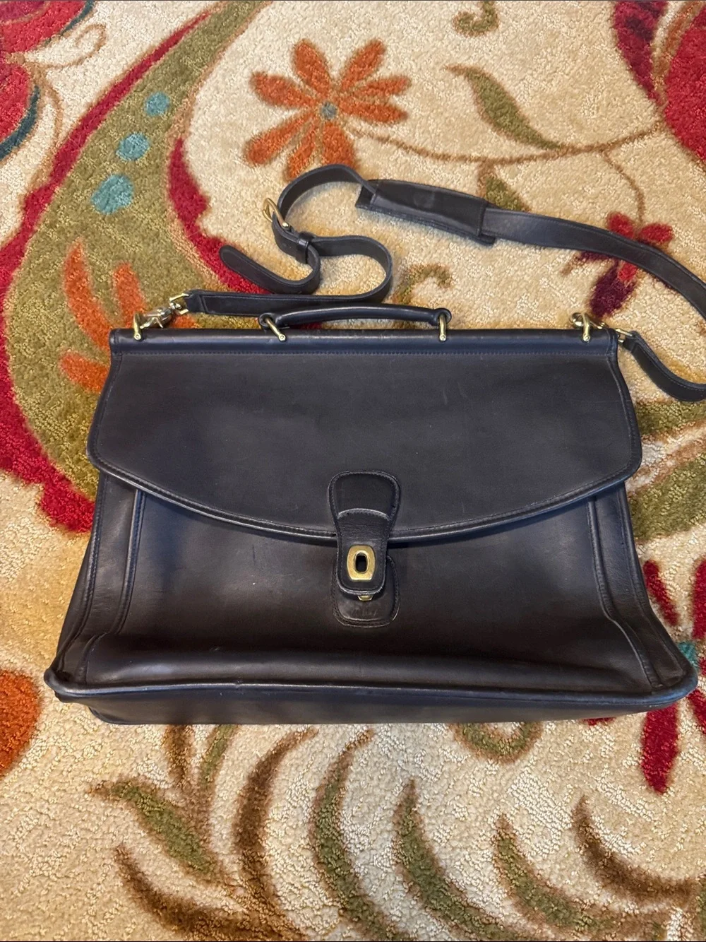 Authentic Vintage Coach # 5266 Black Leather Beekman Brief